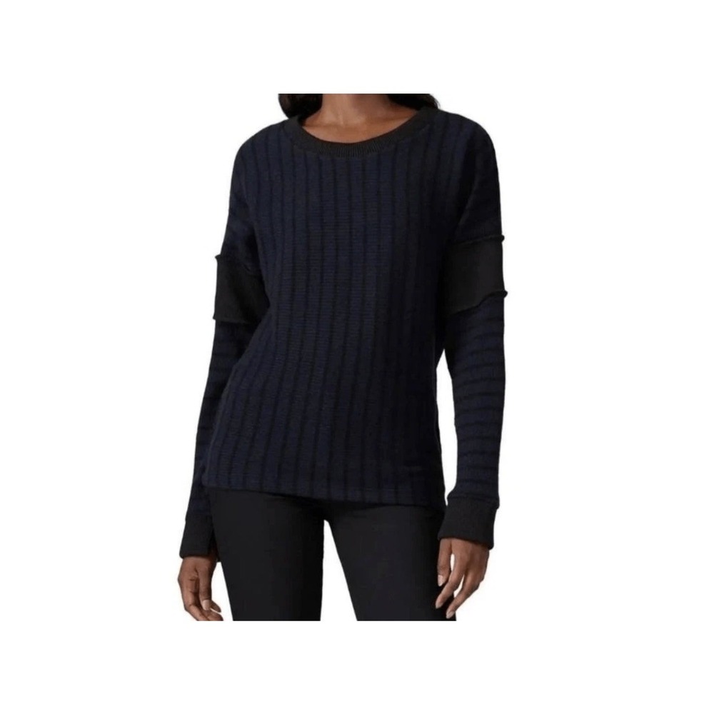 MM6‎ Maison Martin Margiela Women's M Black/Blue Waffle Knit Sweater Long Sleeve